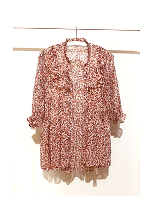 Блуза next цветочная асимметричная воздушная легкая блузка на пуговицах длинная свободная7 фото