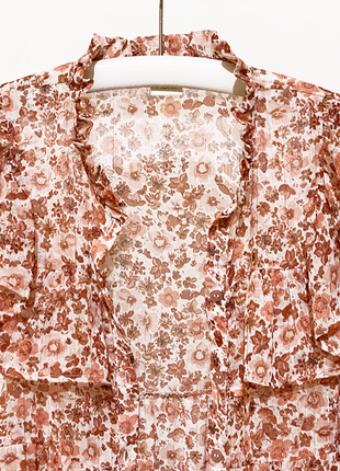 Блуза next цветочная асимметричная воздушная легкая блузка на пуговицах длинная свободная9 фото