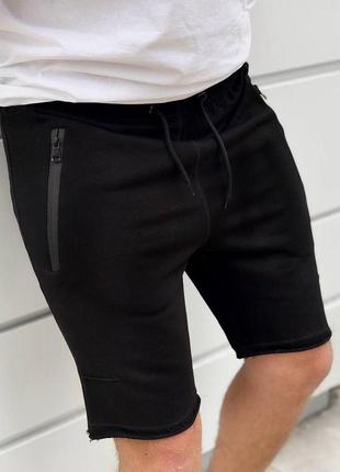 Чоловічі якісні щільні чорні літні шорти з кишенями1 фото