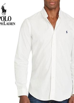 Мужская рубашка с длинным рукавом ralph lauren classic fit (р.м)оригинал