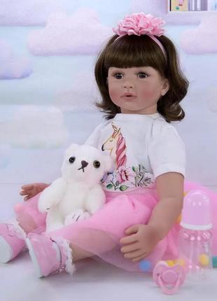 Лялька велика реборн м’якотіла з м’якою іграшкою висота ляльки 57 см  ad 2203-51