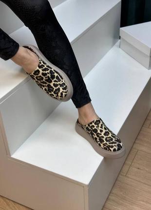 Женские мюли из натуральной кожи леопард новая коллекция 20246 фото