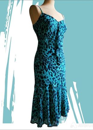 Актуальный леопардовый миди сарафан c воланом per una /воздушное платье миди анималистический принт