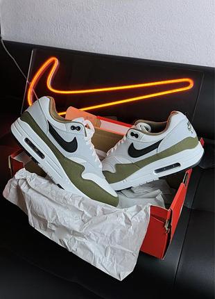 Кроссовки nike air max 1 white/olive fd9082-102 найк ейр макс