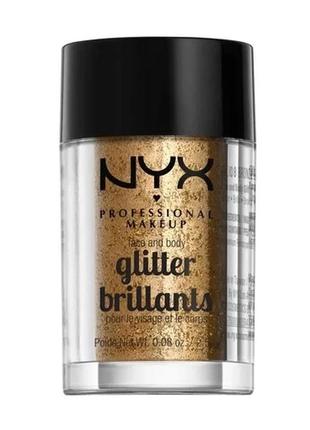 Глітер для обличчя та тіла nyx professional makeup face & body glitter brillants, 08 bronze, 2.5 г