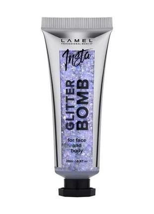 Рідкий гліттер для макіяжу lamel make up insta glitter bomb for face and body 401, 20 мл