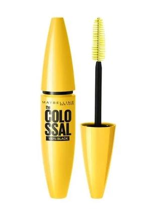 Туш для вій maybelline new york the colossal 100% black, чорна, 10.7 мл