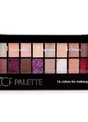 Палетка тіней, пігментів та глітерів для макіяжу lcf palette 16 colors for makeup тон 1, 17.9 г