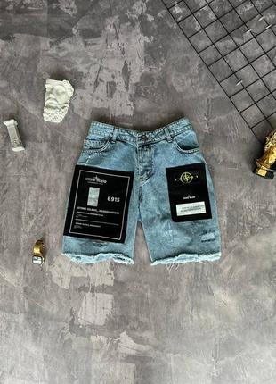 Мужские джинсовые шорты stone island на весну и лето6 фото