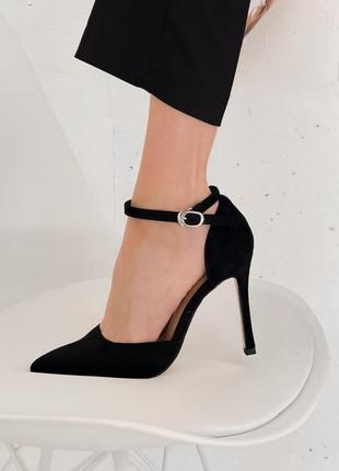 Черные женские туфли на шпильке каблуке женские открытые туфли на шпильке
