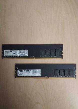 Модуль памяти amd ddr4 8gb(2x4gb) 2666mhz (r744g2606u1s-u)1 фото