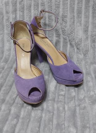 Босоножки фиолетовые женские замша натуральные замшевые лиловые на каблуках заколки donna piu 38 размер