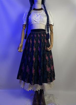 Австрия винтажная эксклюзивная хлопковая пышная длинная юбка в этно стиле юбка к украинскому строю готический готический стиль5 фото