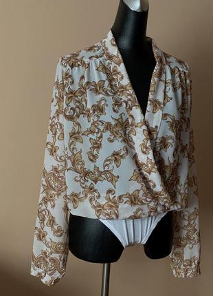 Блузка боди комбидресс рубашка с принтом в стиле versace