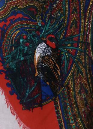 Большой яркий платок с птицами винтаж6 фото