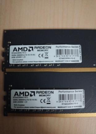 Модуль памяти amd ddr4 8gb(2x4gb) 2666mhz (r744g2606u1s-u)4 фото