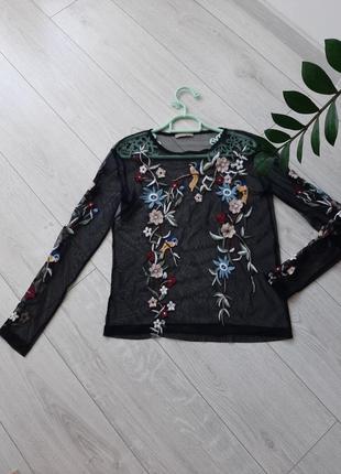 Кофточка сетка с вышивкой zara