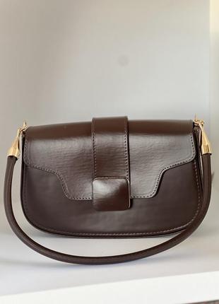 Сумочка на плече в трендовому шоколадному кольорі типу zara