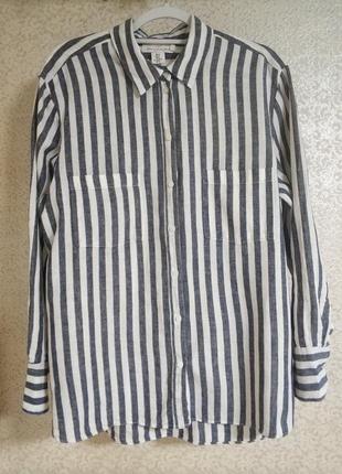 H&m l.o.g.g label of graded goods h&m  h&m жіноча сорочка рубашка блузка в смужку льон котон лен lin