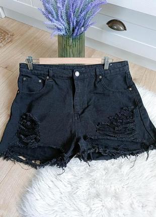 Джинсовые черные шорты от boohoo, размер 2xl