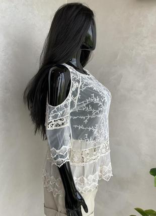 Кружевная блузка f&f в цвете шампань4 фото