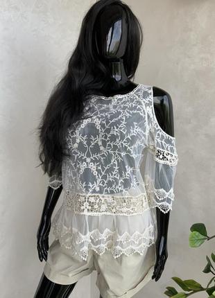 Кружевная блузка f&f в цвете шампань5 фото