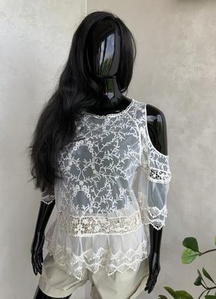 Кружевная блузка f&f в цвете шампань9 фото