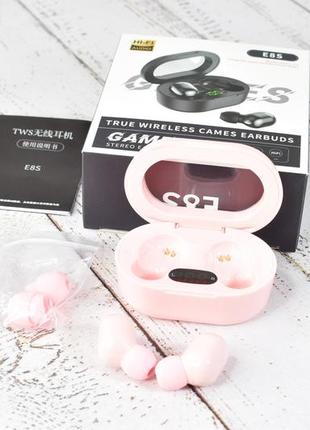 Бездротові вакуумні навушники e8s з bluetooth 5.0 з активним шумозаглушенням pink