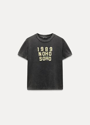 Футболка женская серая с надписью zara new