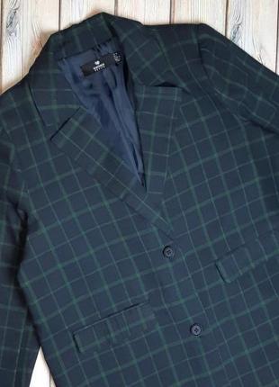 🤩1+1=3 стильный синий пиджак в зеленую клетку heartbreak, размер 46 - 485 фото