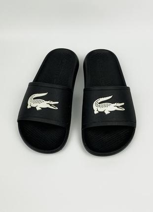 Тапки / сланці lacoste originals оригінал тапочки чорні розмір 371 фото