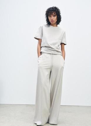 Широкі штани бежеві бавовна zara new