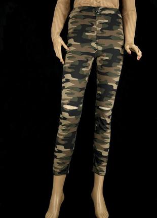 Новые джинсы скинни хаки roberto bello punk с высокой посадкой. размер uk8 и 10.