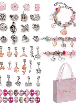 Дитячий набір для створення браслетів/рожевий колір.