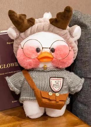М'яка плюшева іграшка лалафанфан качечка lalafanfan duck в одязі 33 см