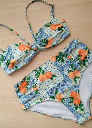 Купальник раздельный, брендовый, высокие плавки, купальный костюм, eur 36