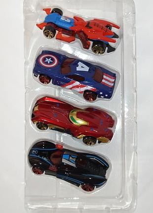 Набор металлических машинок супергерои/мстители 4-штуки.