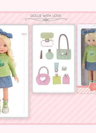 Лялька з капелюшком 91099 h висота 33 см, капелюшок, щітка для волосся, в коробці