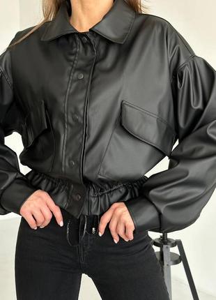 Жіноча куртка з екошкіри7 фото