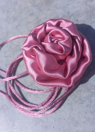 Чокер цветок, цветок со шнурком, роза на шею, роза на шею2 фото