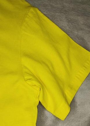 Женская желтая базовая коттоновая футболка м3 фото