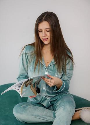 Женская пижама велюровая домашний костюм.р.s,m,l,xl рубашка и штаны