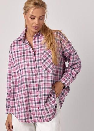 Жіноча сорочка в клітинку вільного крою