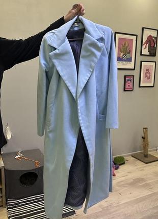 Голубое пальто размер с-м