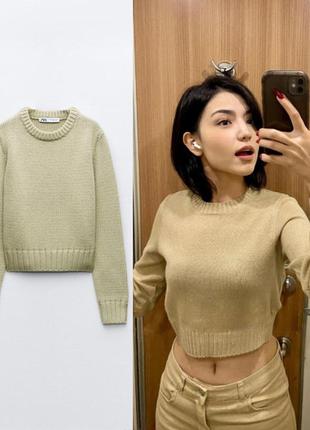 Укороченный джемпер zara с шерстью s-m