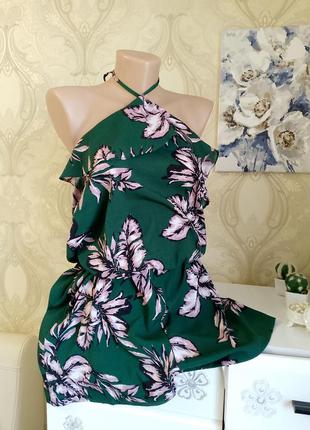 Комбінезон  з рюшами /шорти/ літній з квітами листям.