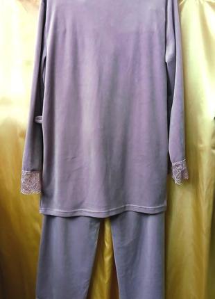 Велюровий домашній костюм із штанами, велюровий теплий комплект2 фото