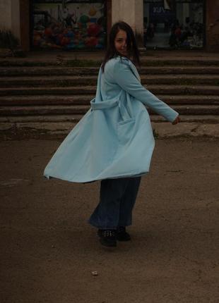 Голубое пальто размер с-м3 фото