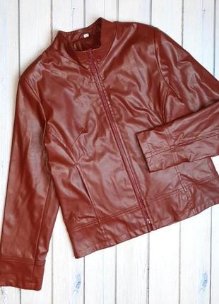 Женская красная кожаная куртка демисезон, размер 46 - 484 фото