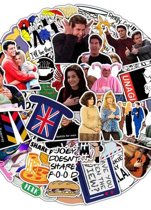 Набір стикери наклейки 50 шт friends друзі англійською на телефон закладки набір наліпки